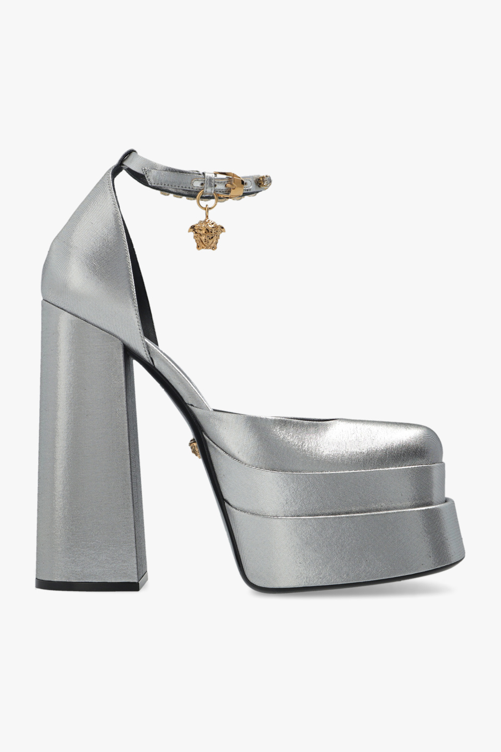 Silver versace hot sale heels